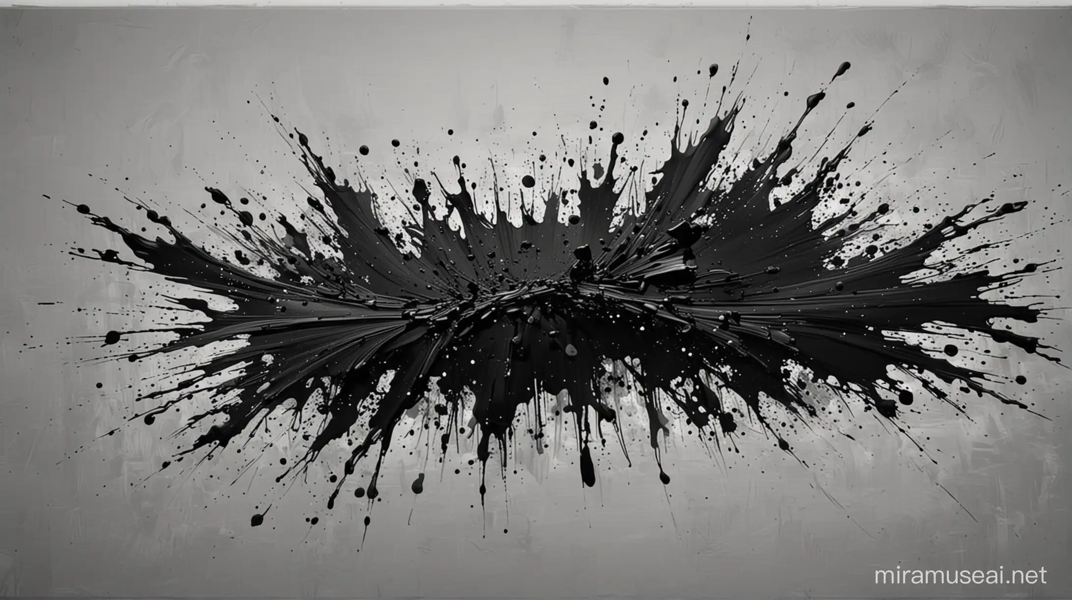 Abstract Black Splash Paint Brush Strokes on Transparent Background Japanese Style