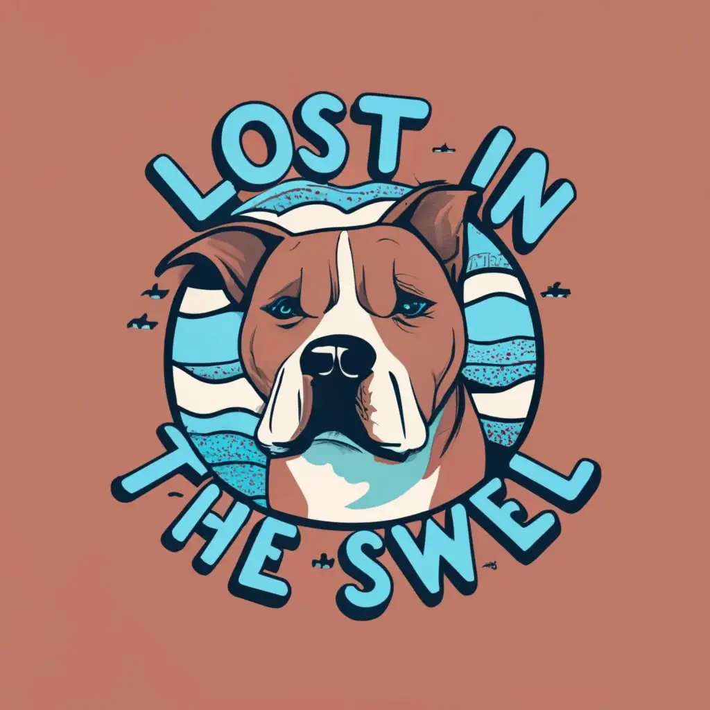 LOGO-Design-For-Lost-in-the-Swell-Staffordshire-Bull-Terrier-Surfing-the-Waves