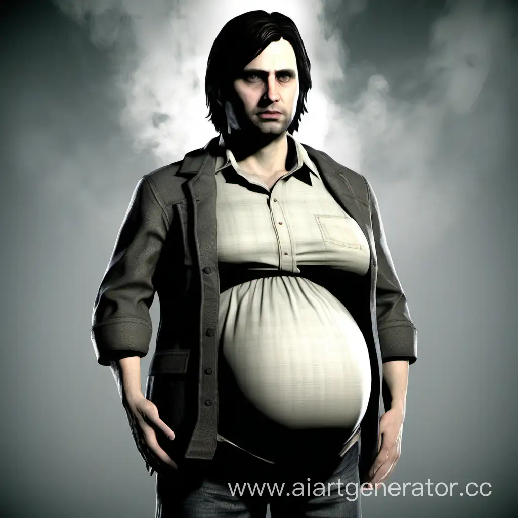 Pregnant-Alan-Wake-Embraces-Fatherhood-with-a-Blossoming-Belly