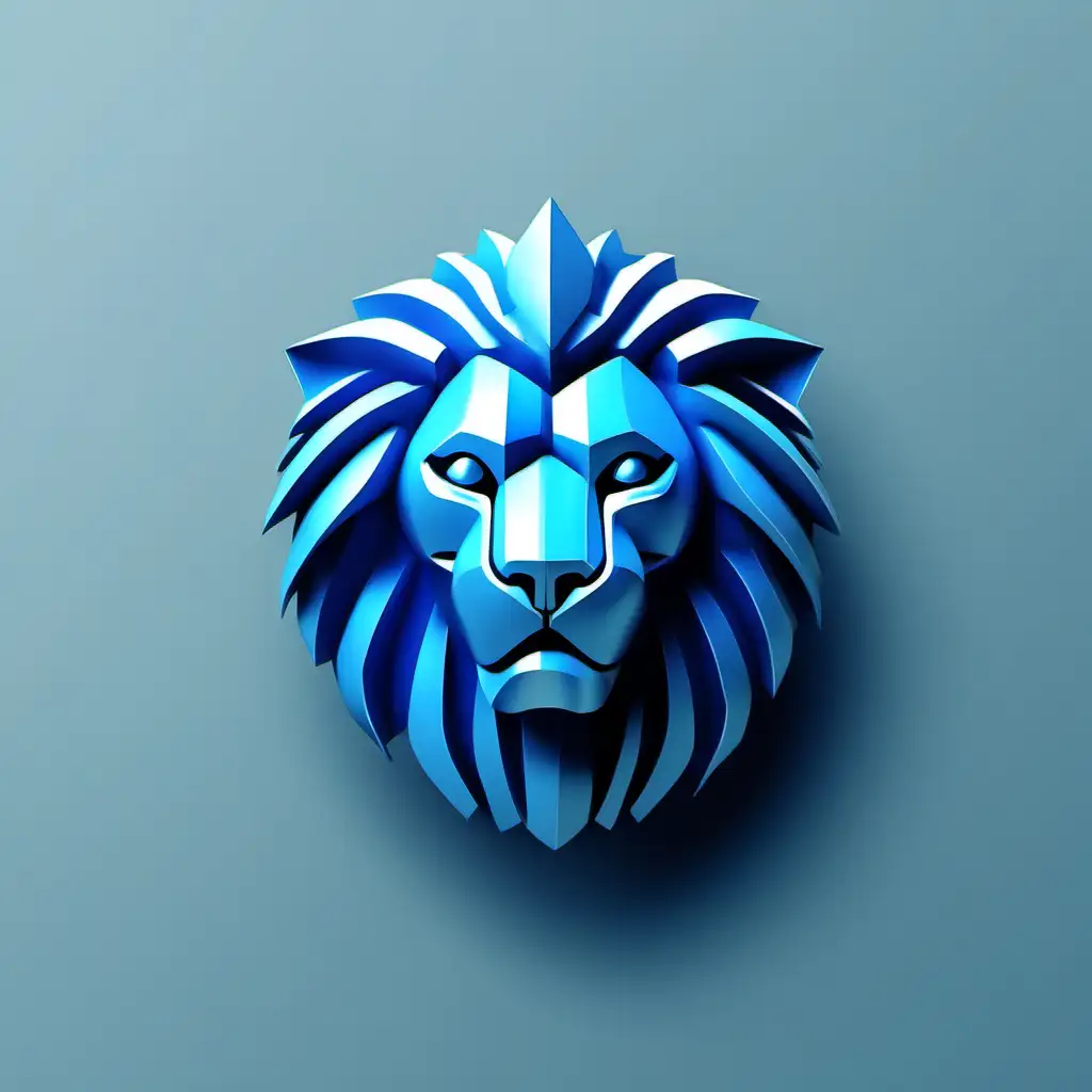 A 3D logo for a user experience design agency featuring the head of a lion in blue.