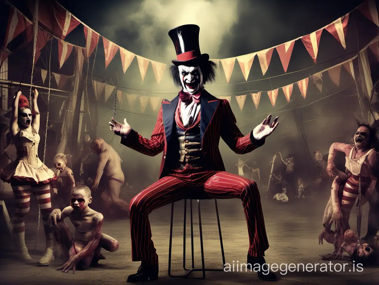 a hellish nightmare circus ran by a evil ringmaster and his freaks of nature