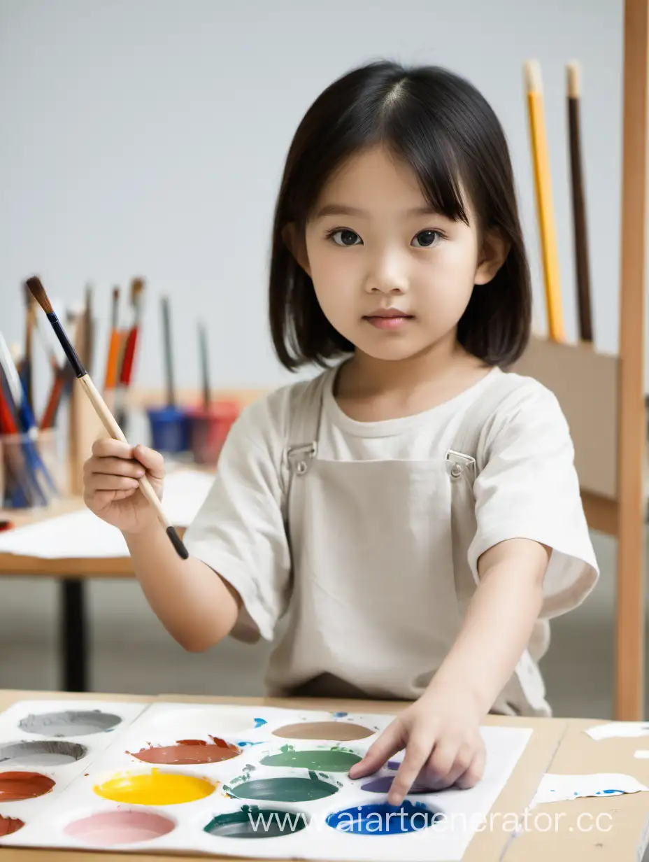 Asian-Child-Engaged-in-Art-Palette-in-Hand-in-Drawing-Class