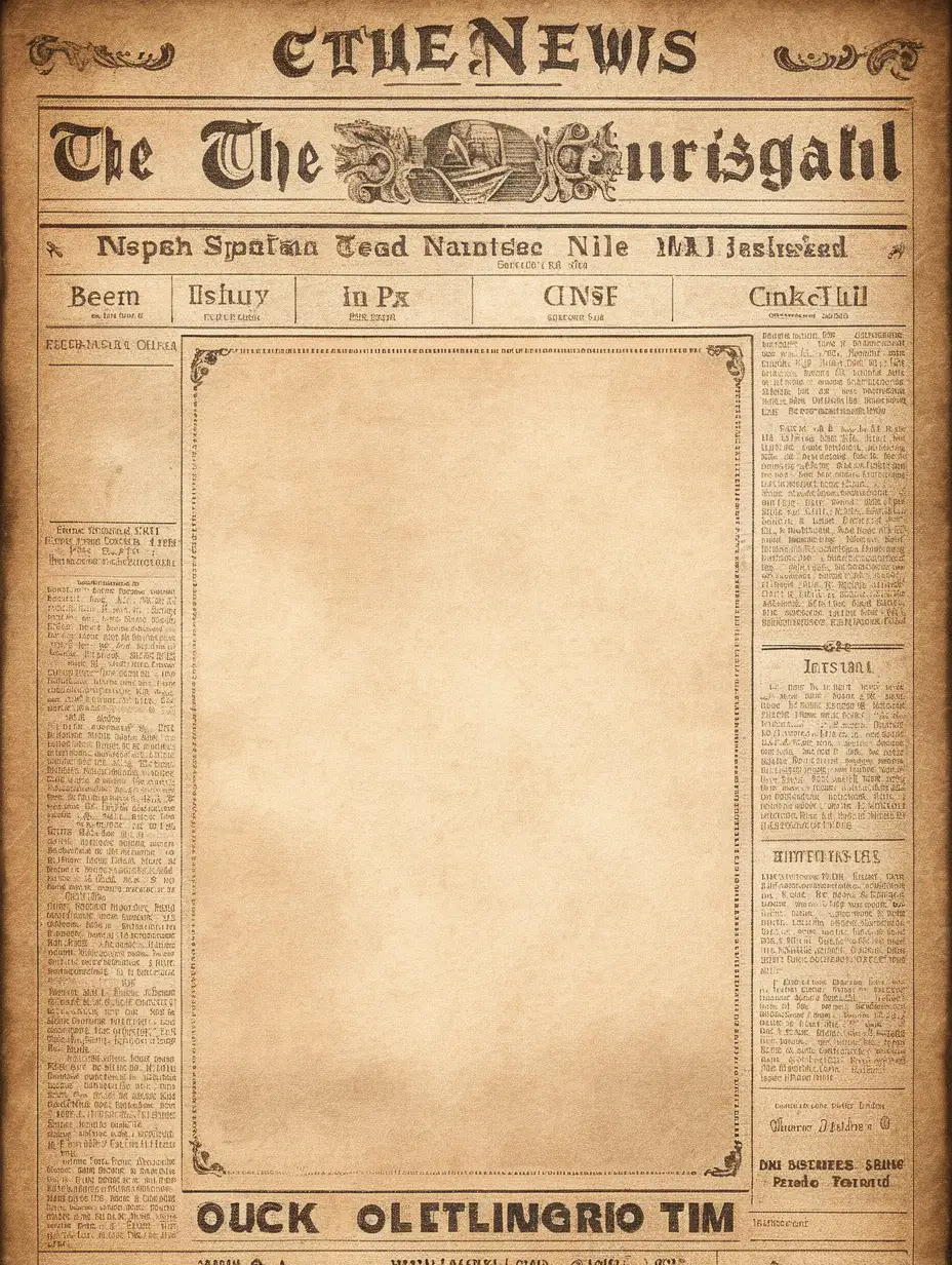 newspaper blank template, vintage look, no text on the newspaper