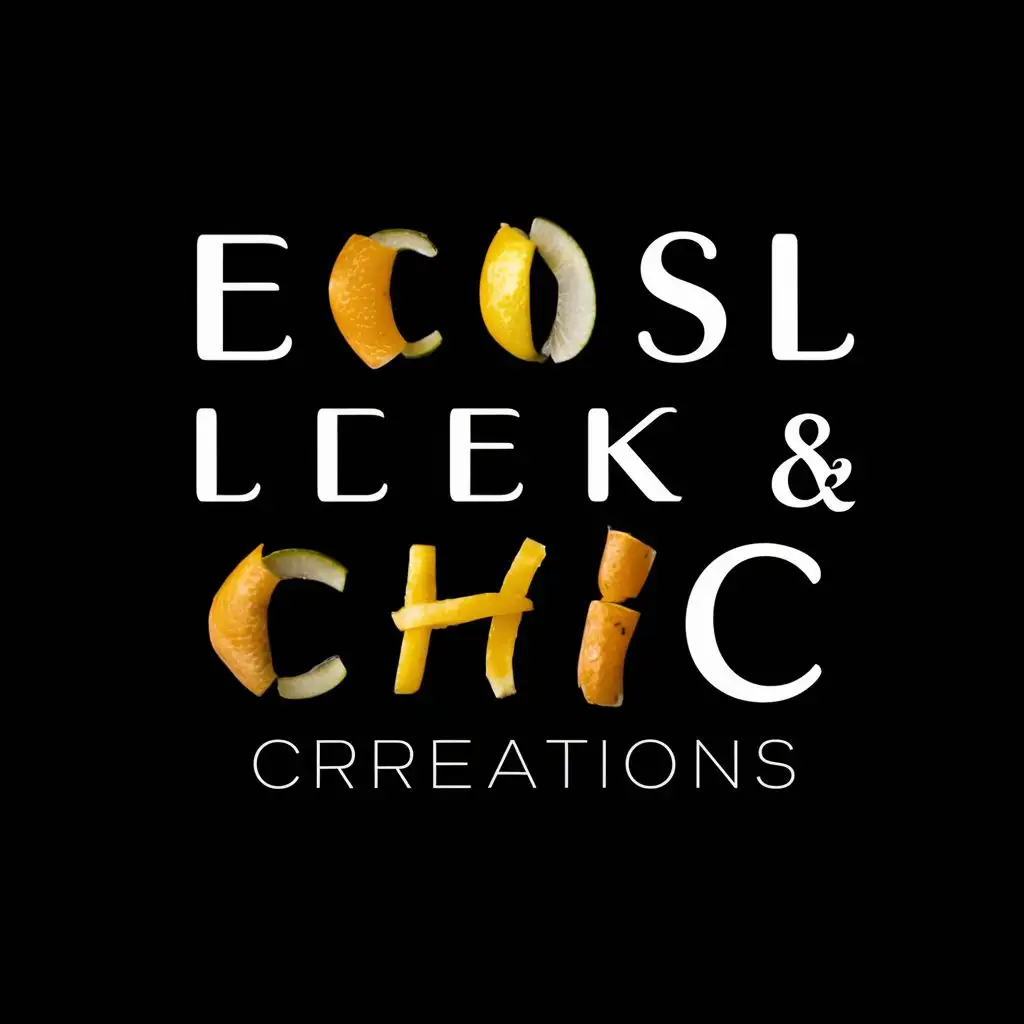 logo, Letters Made with fruit peel, with the text "EcoSleek & Chic Creations", typography