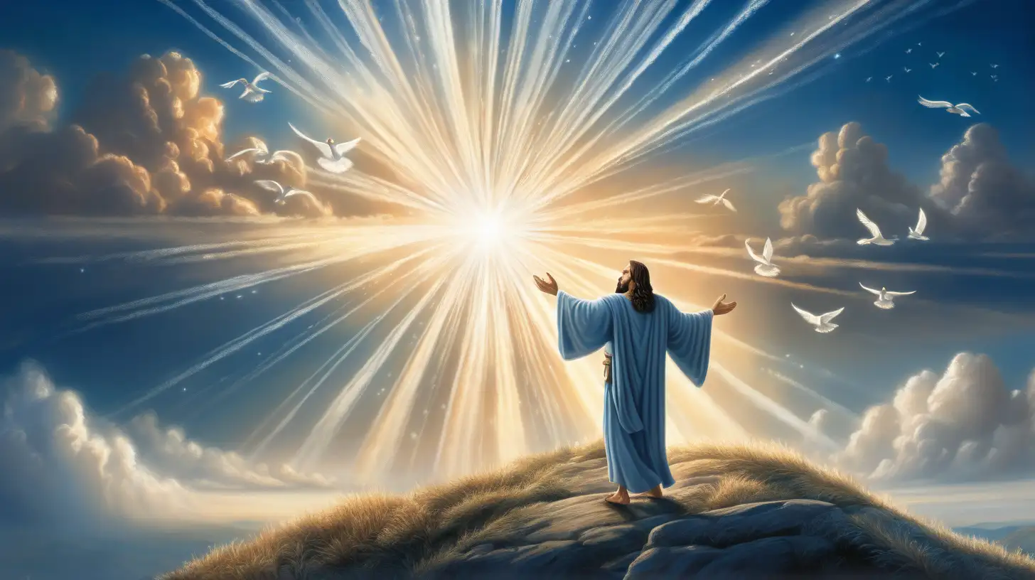 Divine New Years Blessing Jesus Welcomes the Dawn of Hope