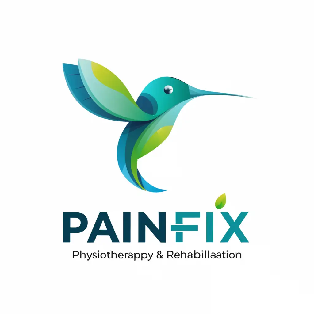 LOGO-Design-For-Painfix-Physiotherapy-and-Rehabilitation-Healing-Hummingbird-Emblem-with-Clear-Text