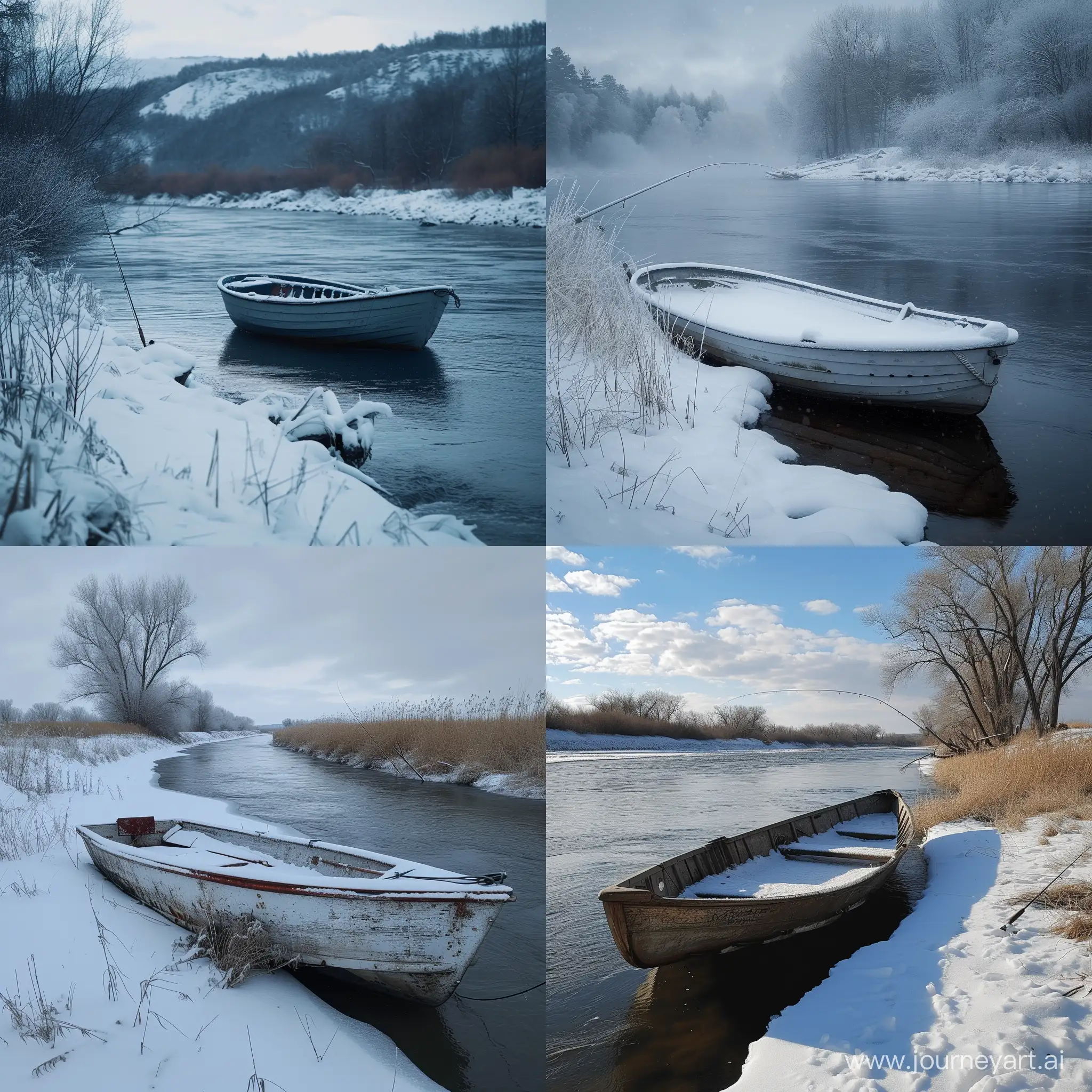 Solitary-Fishing-Boat-in-Snowy-River
