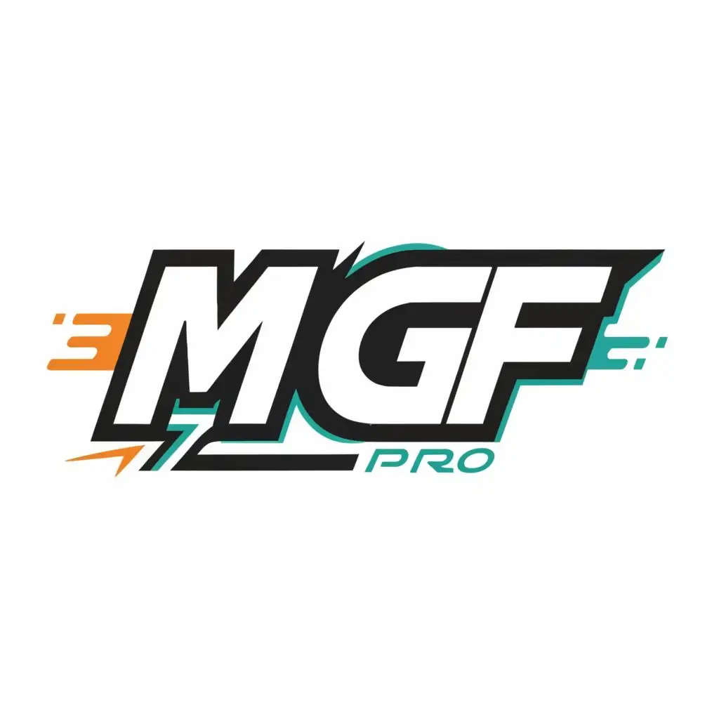 logo, modern typography race, with the text "MGF - pro", typography, be used in Automotive industry