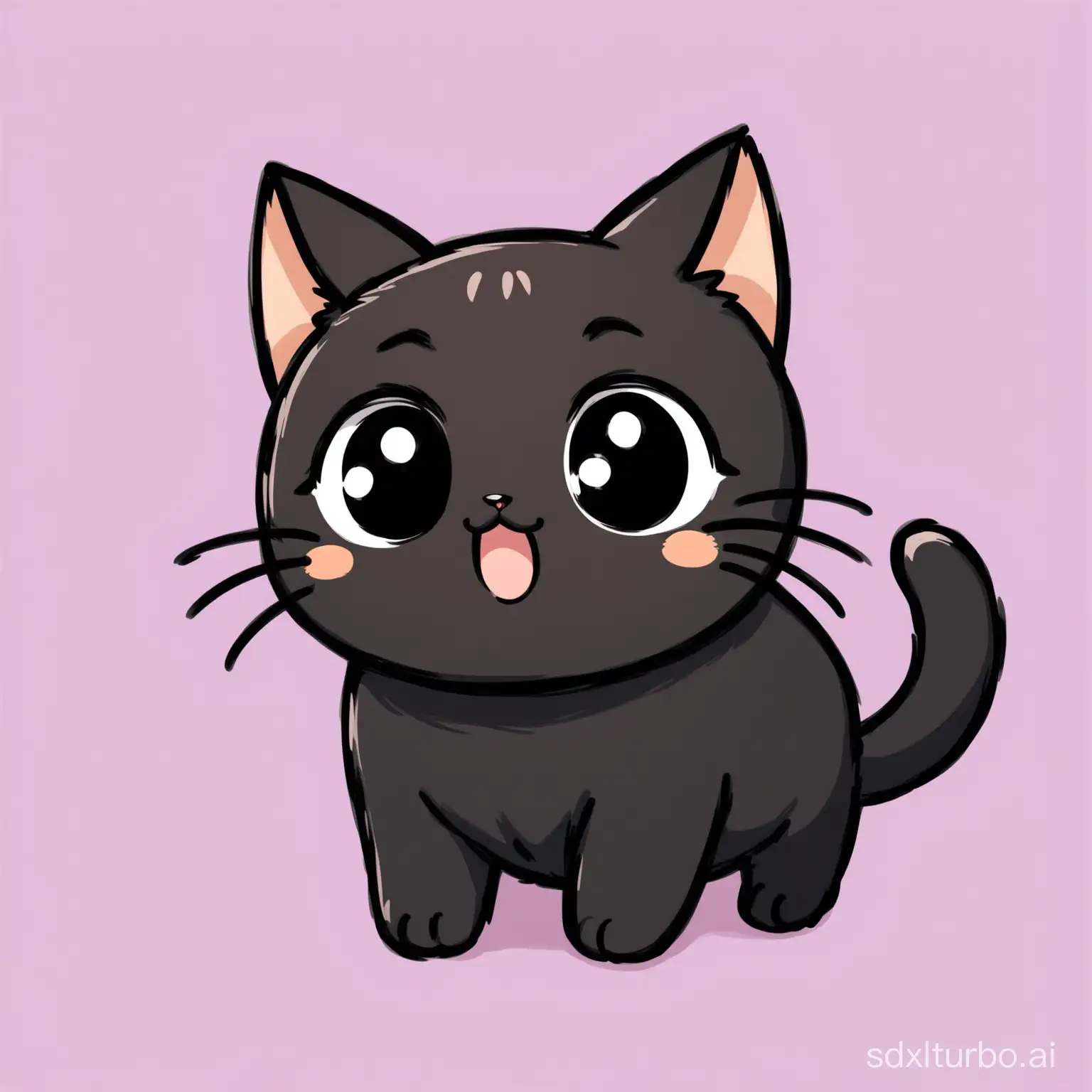 Draw a very cute black cat