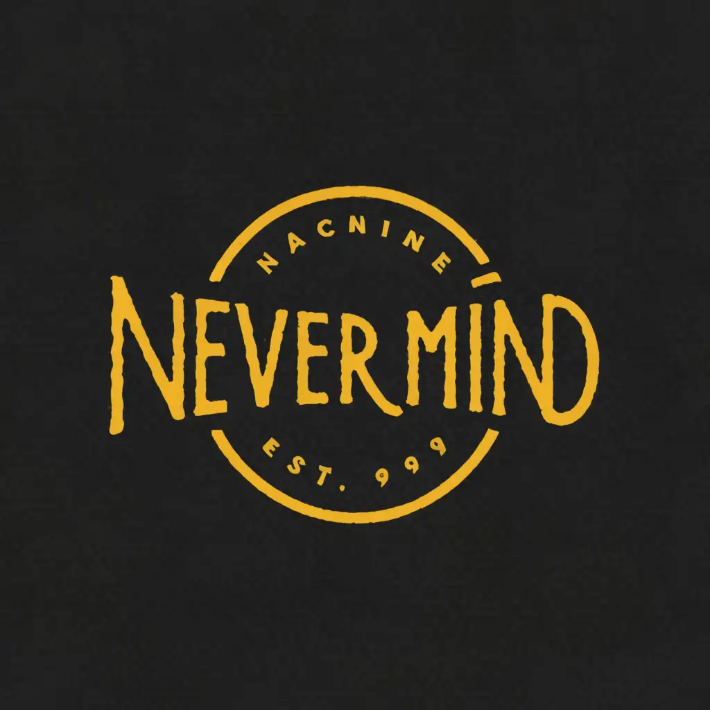 a logo design,with the text "Nevermind", main symbol:Yellow color with stylish font,Moderate,clear background