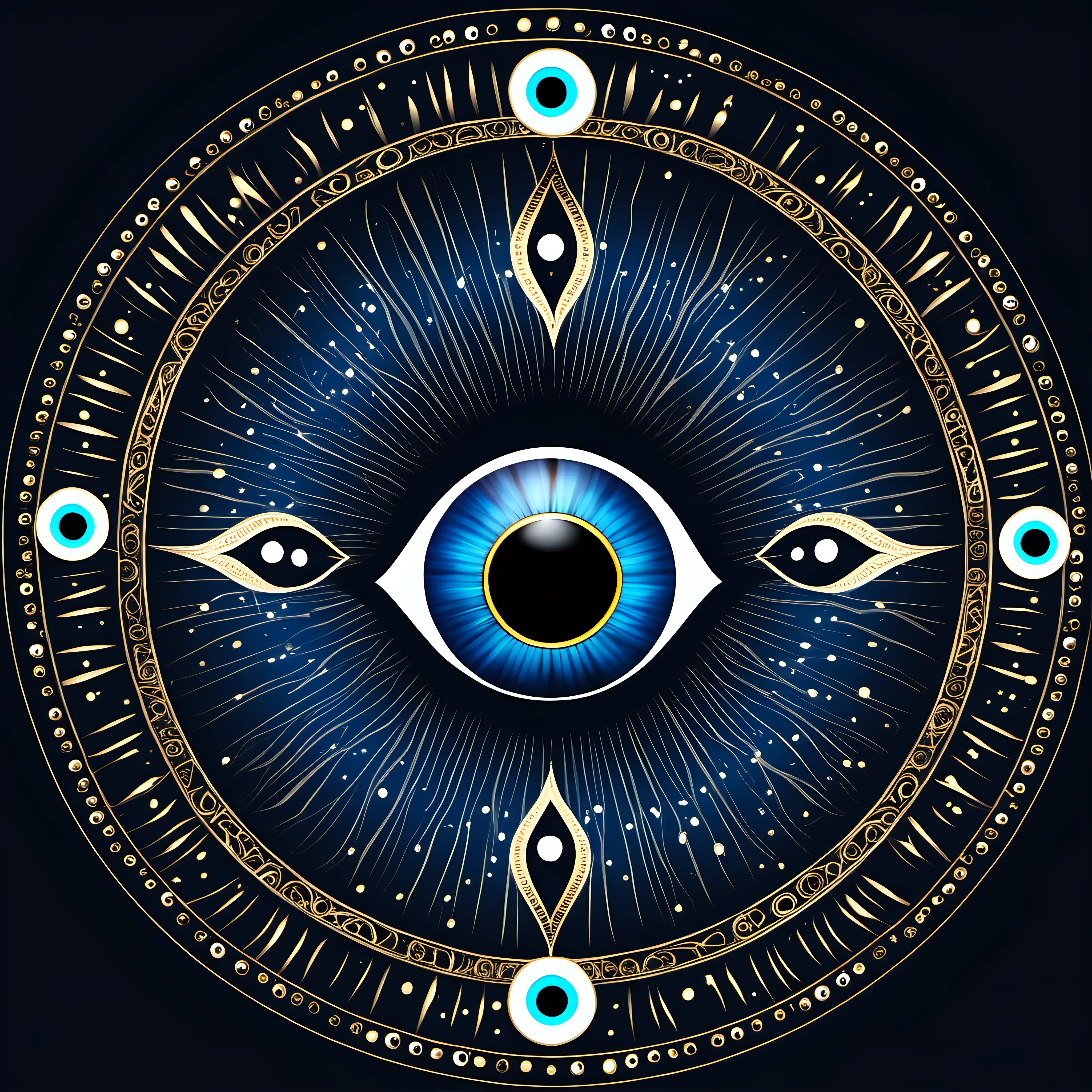evil eye, celestial, Dark background, centered, full circle