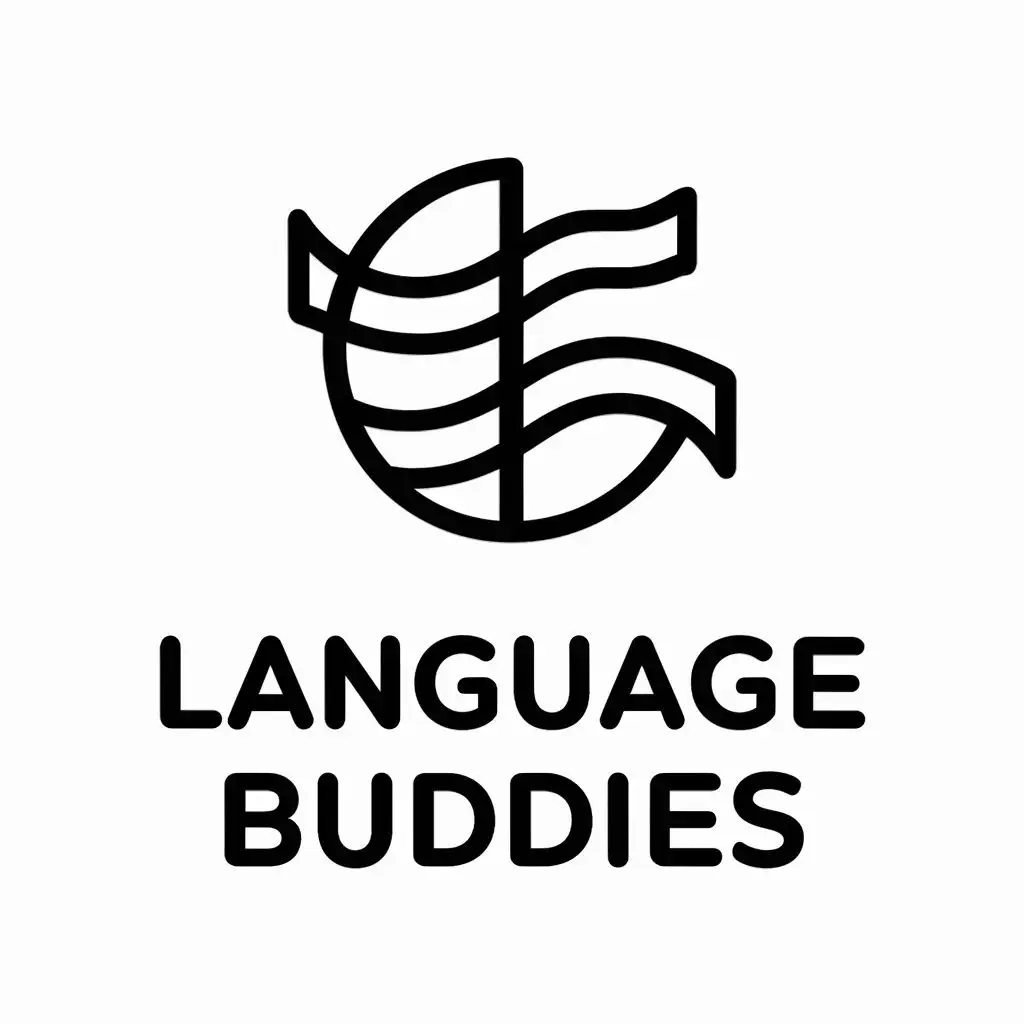 logo, a symbol that manifest language learning, with the text "language buddies", typography, be used in Education industry