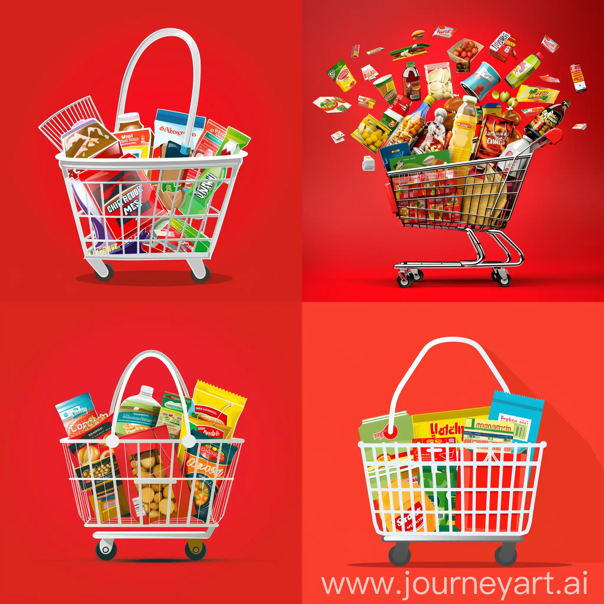 Supermarket-Shopping-Basket-with-Red-Background