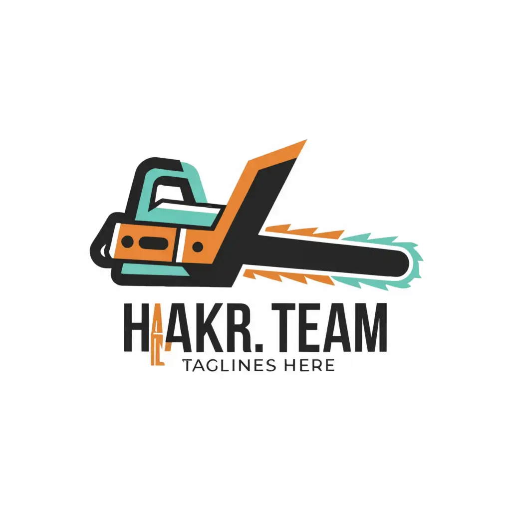 a logo design,with the text 'hakr.team', main symbol:chainsaw,complex,be used in Internet industry,clear background