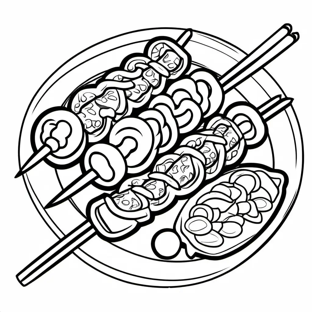 Simple-and-Bold-Kebab-Line-Art-Coloring-Page