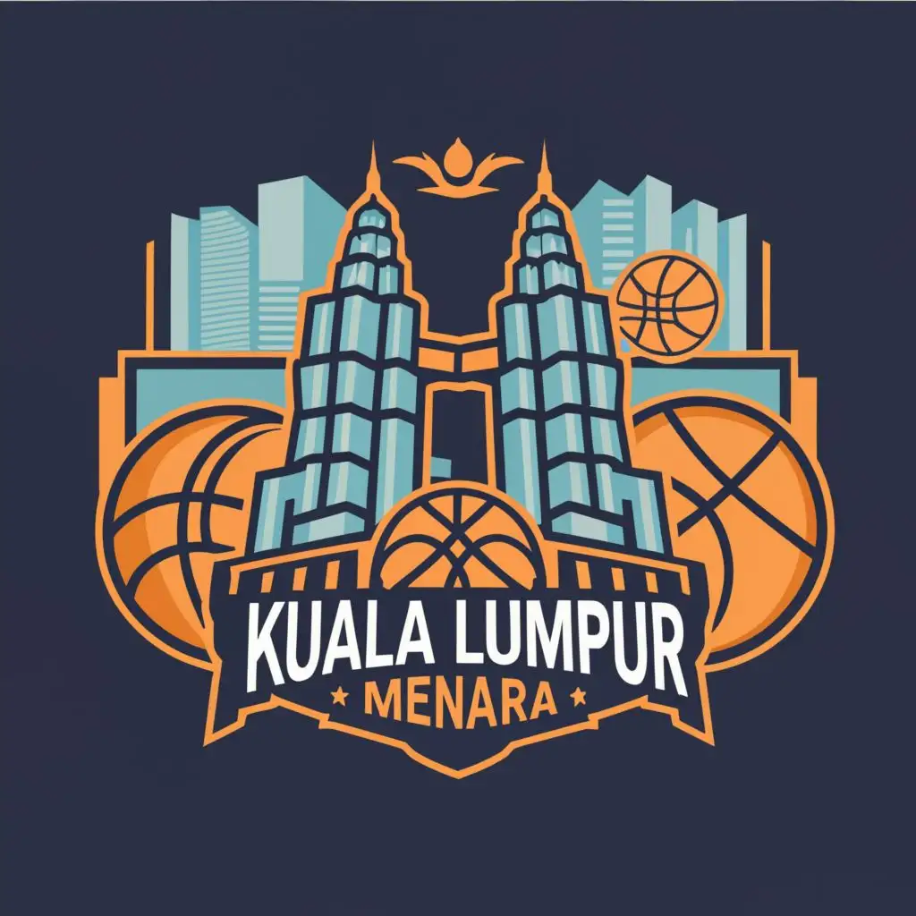 logo, Kuala Lumpur, Petronas Tower, Basketball, with the text "Kuala Lumpur Menara", typography, be used in Sports Fitness industry