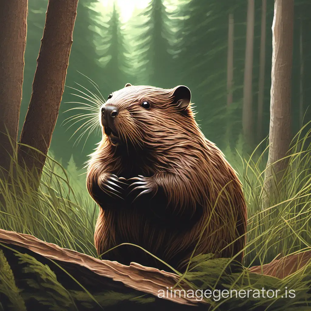 Curious-Beaver-in-the-Enchanted-Forest