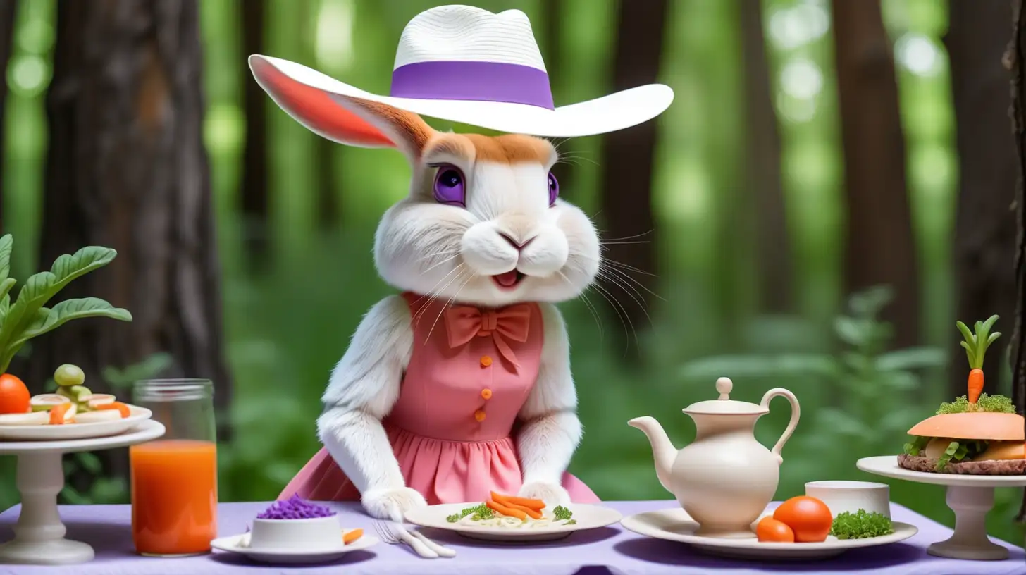 Forest Bunny Enjoying a Summertime Meal at Rabbits House