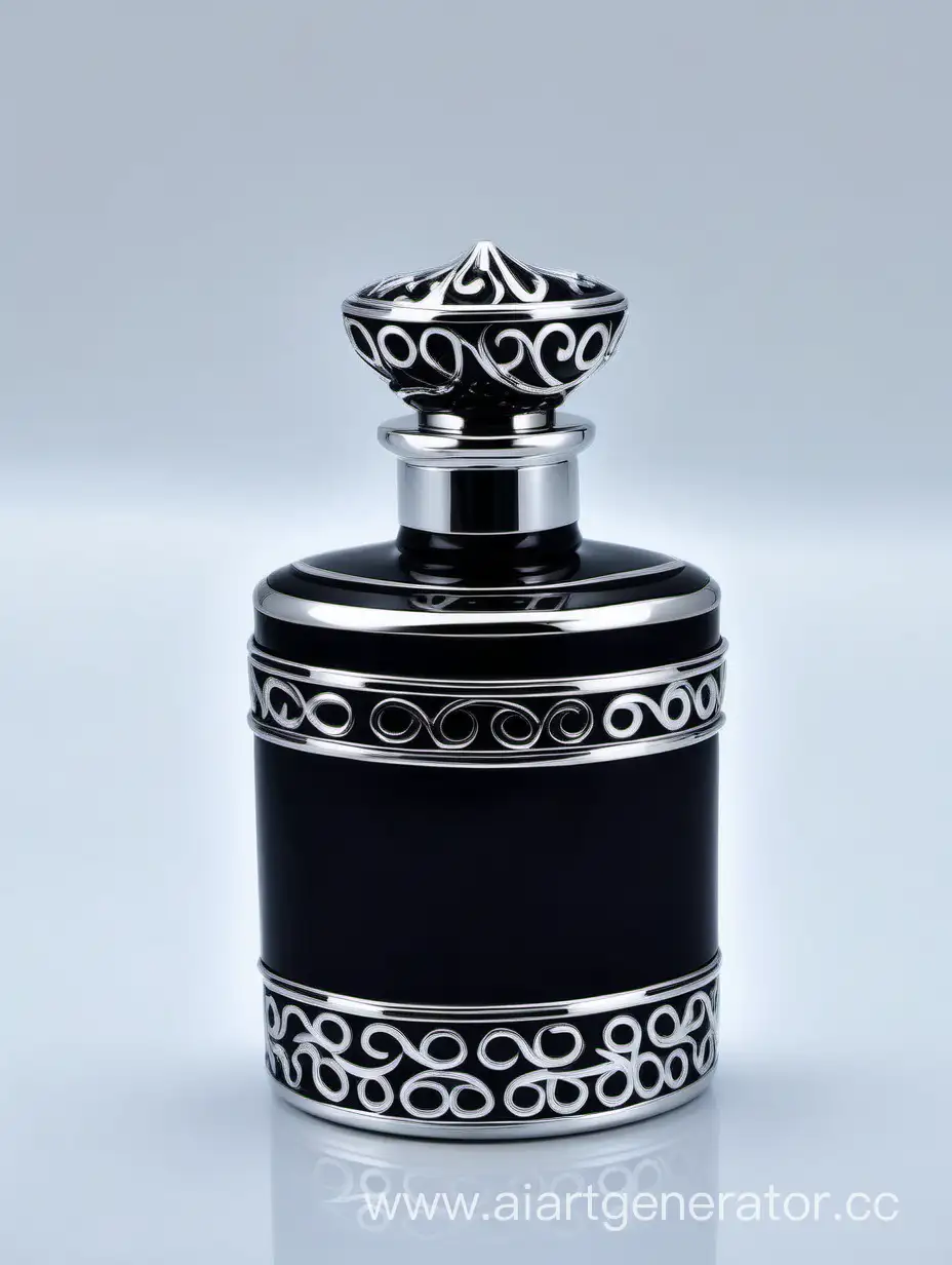 Luxurious-Zamac-Perfume-Bottle-with-Silver-Accents-Dark-Turquoise-Elegance