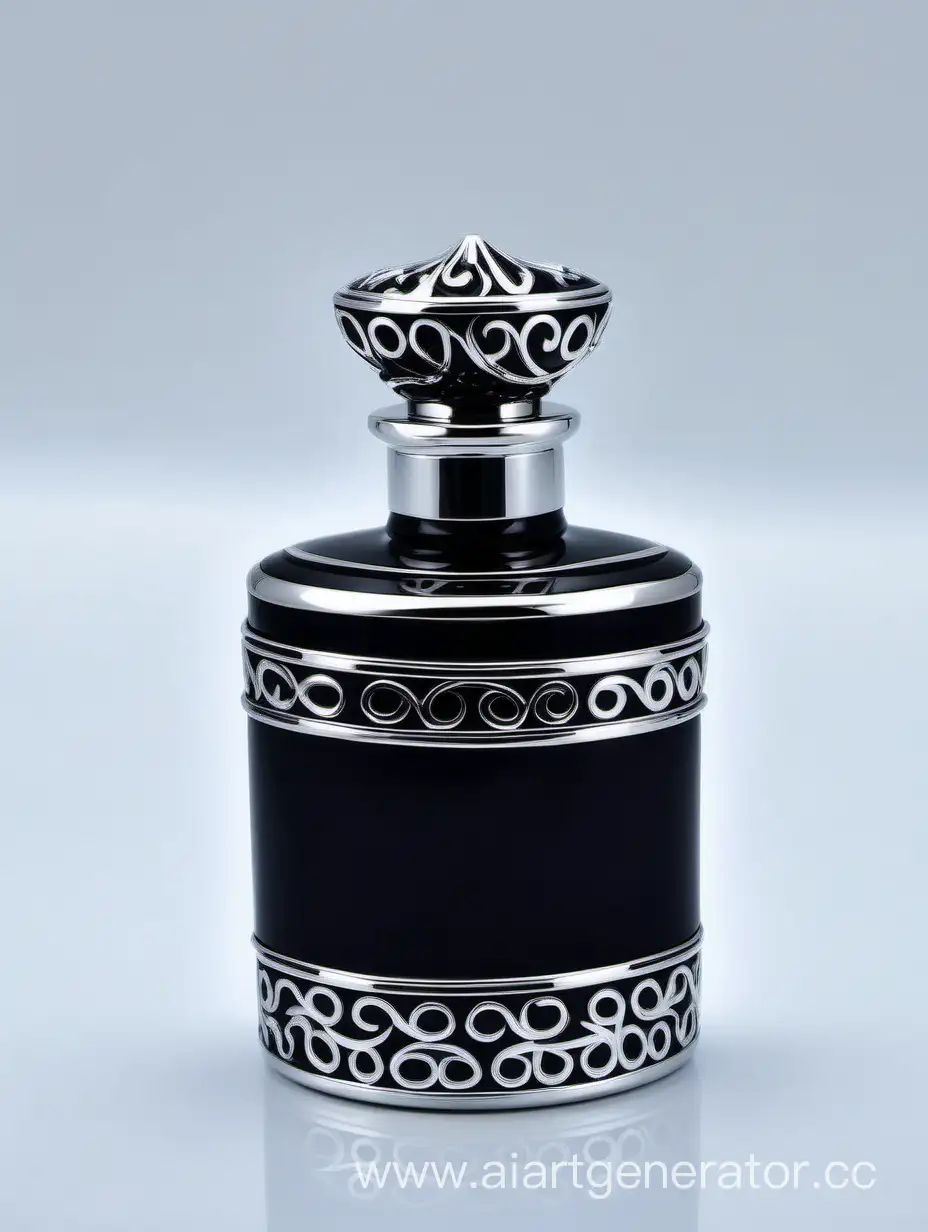 Zamac Perfume decorative ornamental  black, royal dark torquious  heavy bottle double in height  with stylish Silver lines cap and bottle
