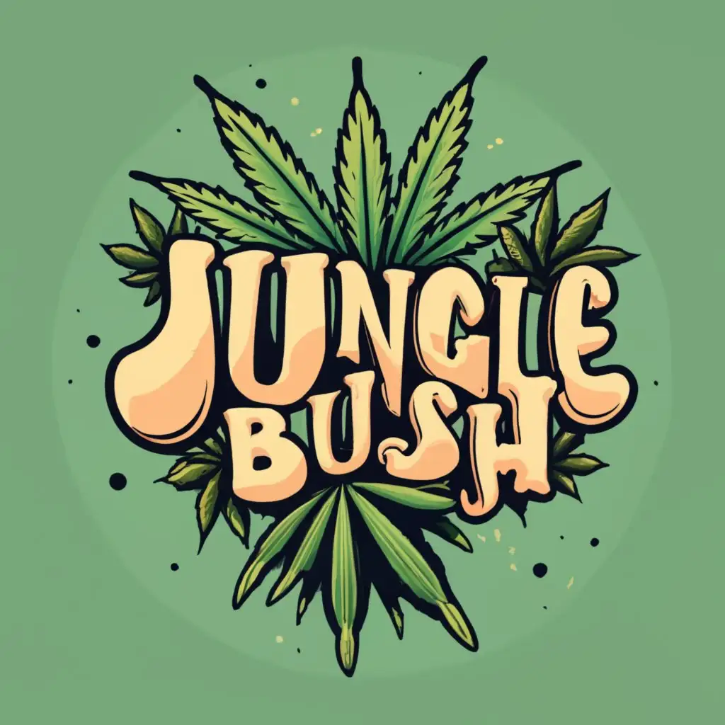 LOGO-Design-For-Jungle-Bush-Vibrant-Cannabis-Fruit-Illustration-with-Jungle-Typography