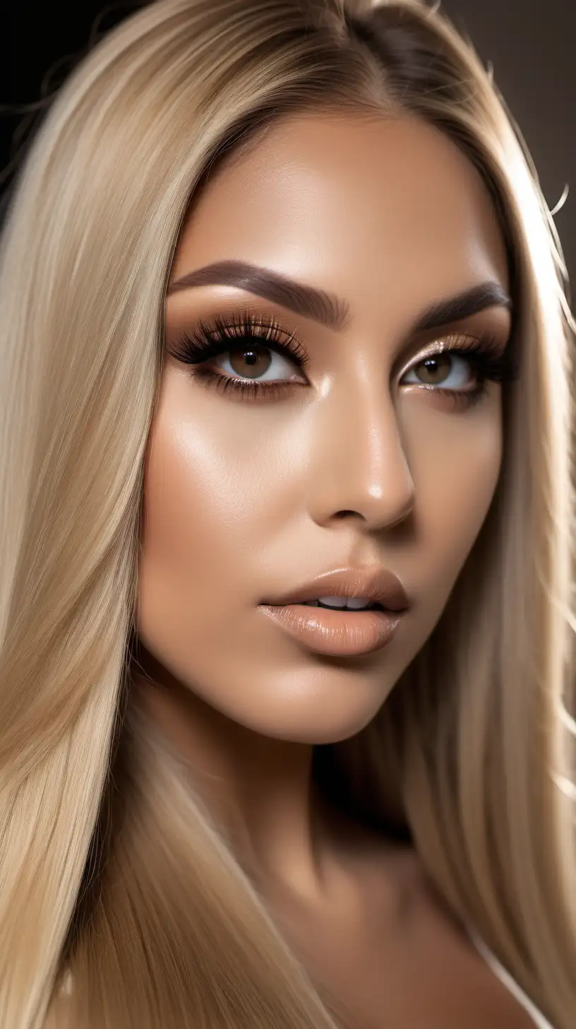 white beautiful woman with a neutral expression, bronzed
Smokey eyeshadow with thick full big eyelashes, neutral lipgloss, long blond 10A
Peruvian straight, Virgin Hair silky straight Bundles with middle part,
glossy hair, hyper realistic, photoshoot, photorealistic, shot on 50mm lens, rim
lighting 8k