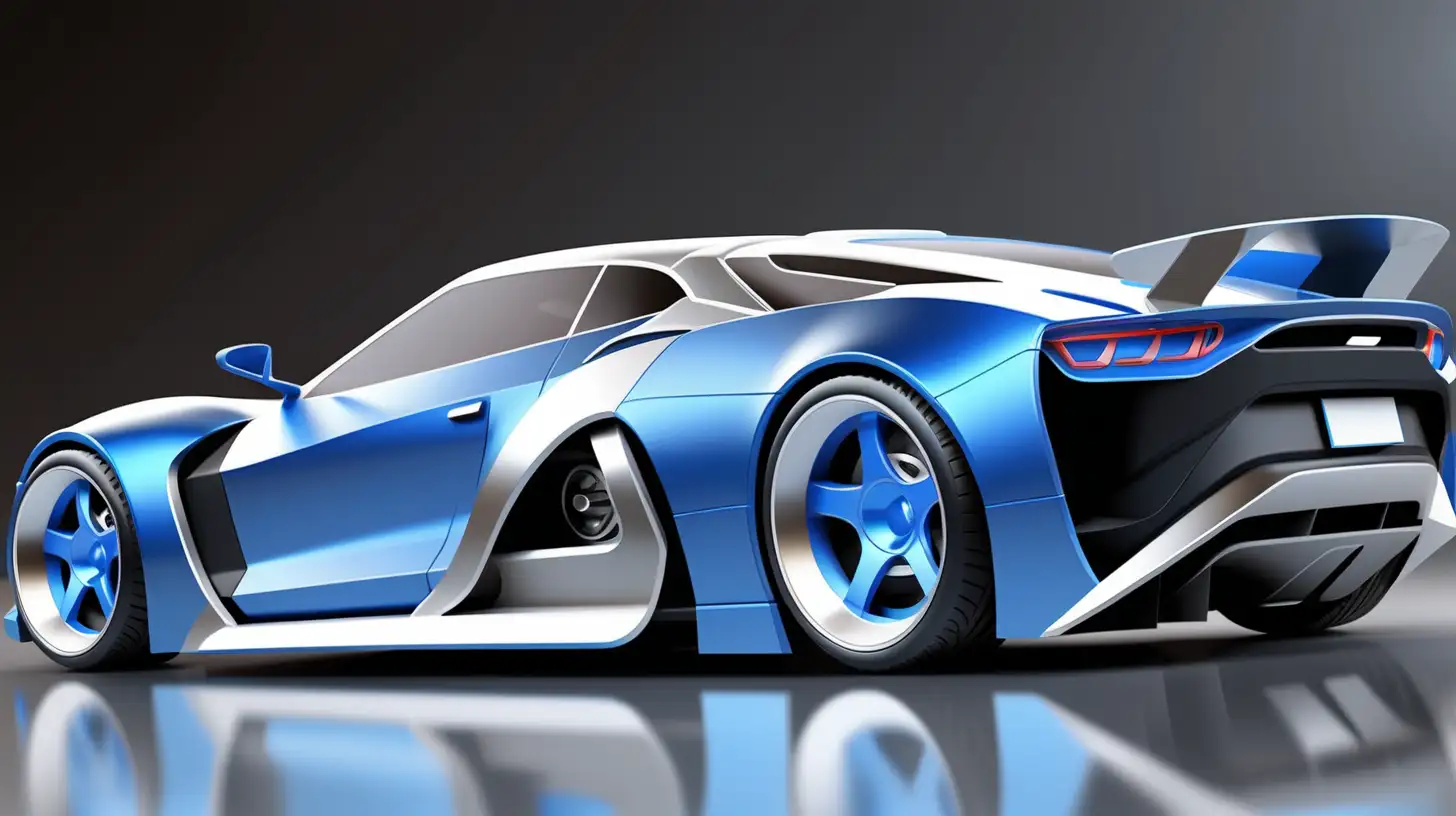 create a high-tech car in high-tech style blue, black, silver