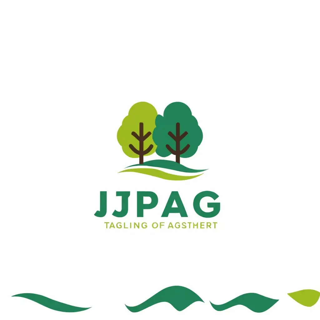 a logo design,with the text "JPAG", main symbol:trees, rolling hills and a river,Moderate,be used in Nonprofit industry,clear background