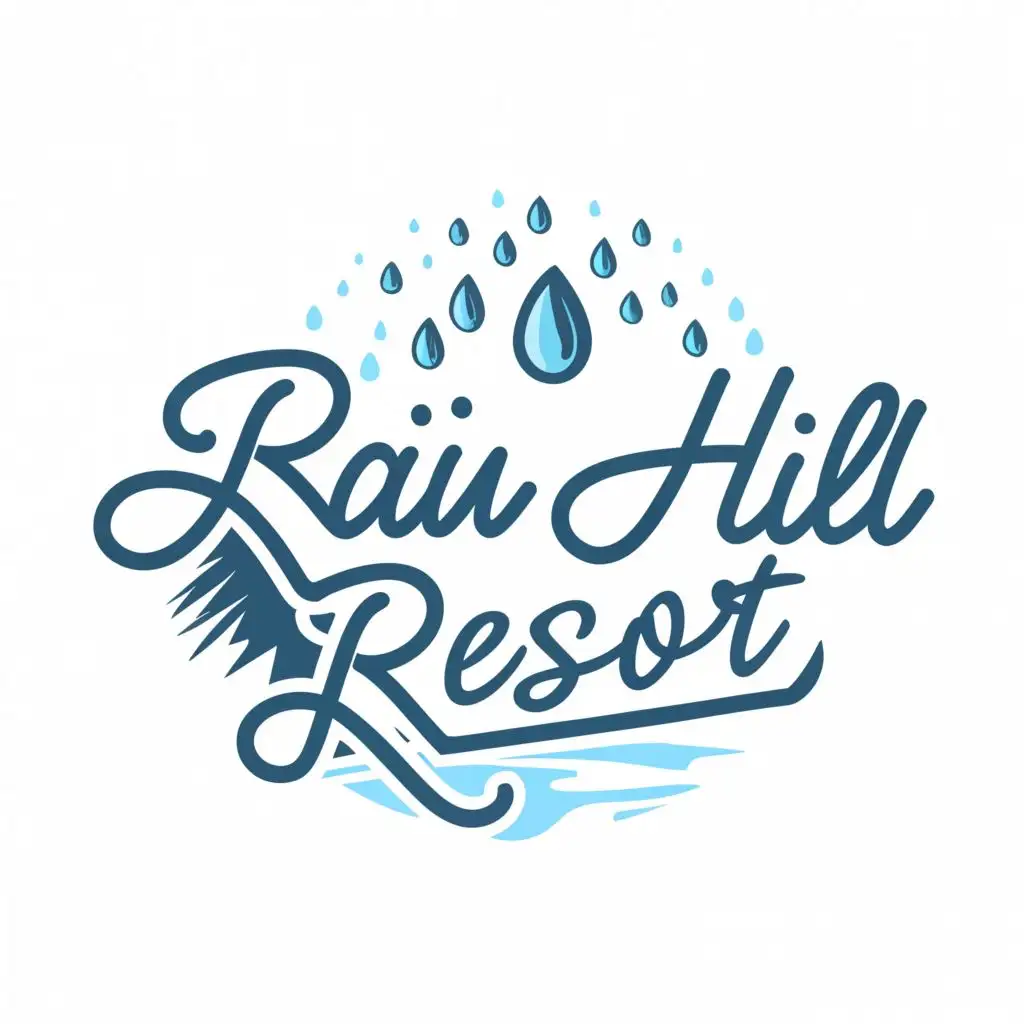 a logo design,with the text "rain hill resort", main symbol:rain , hill,Moderate,be used in Travel industry,clear background