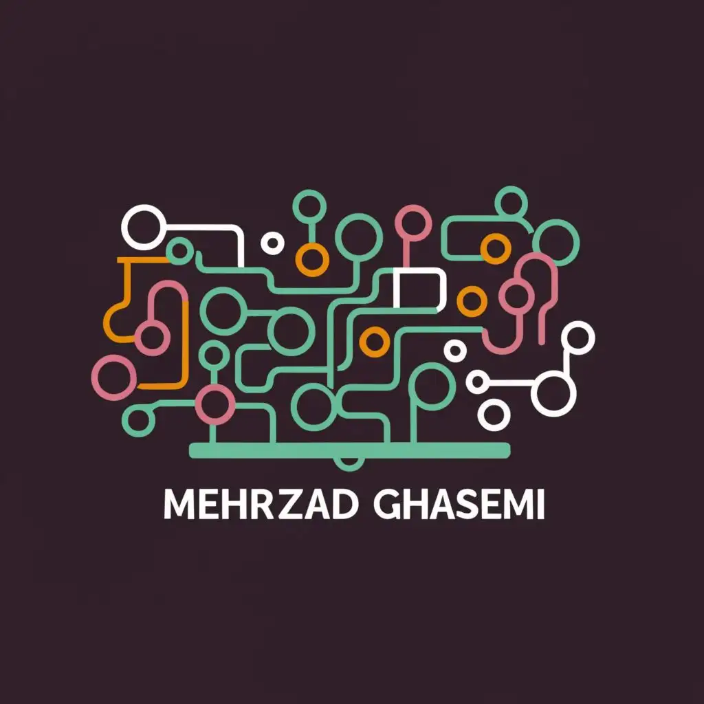 logo, code and computer, with the text "Mehrzad Ghasemi", typography