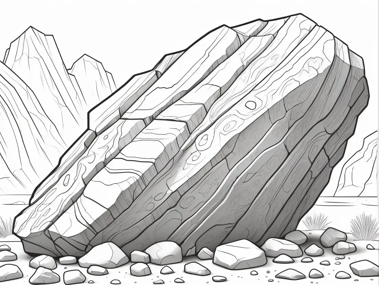 low detail coloring page of metamorphic rock being formed
