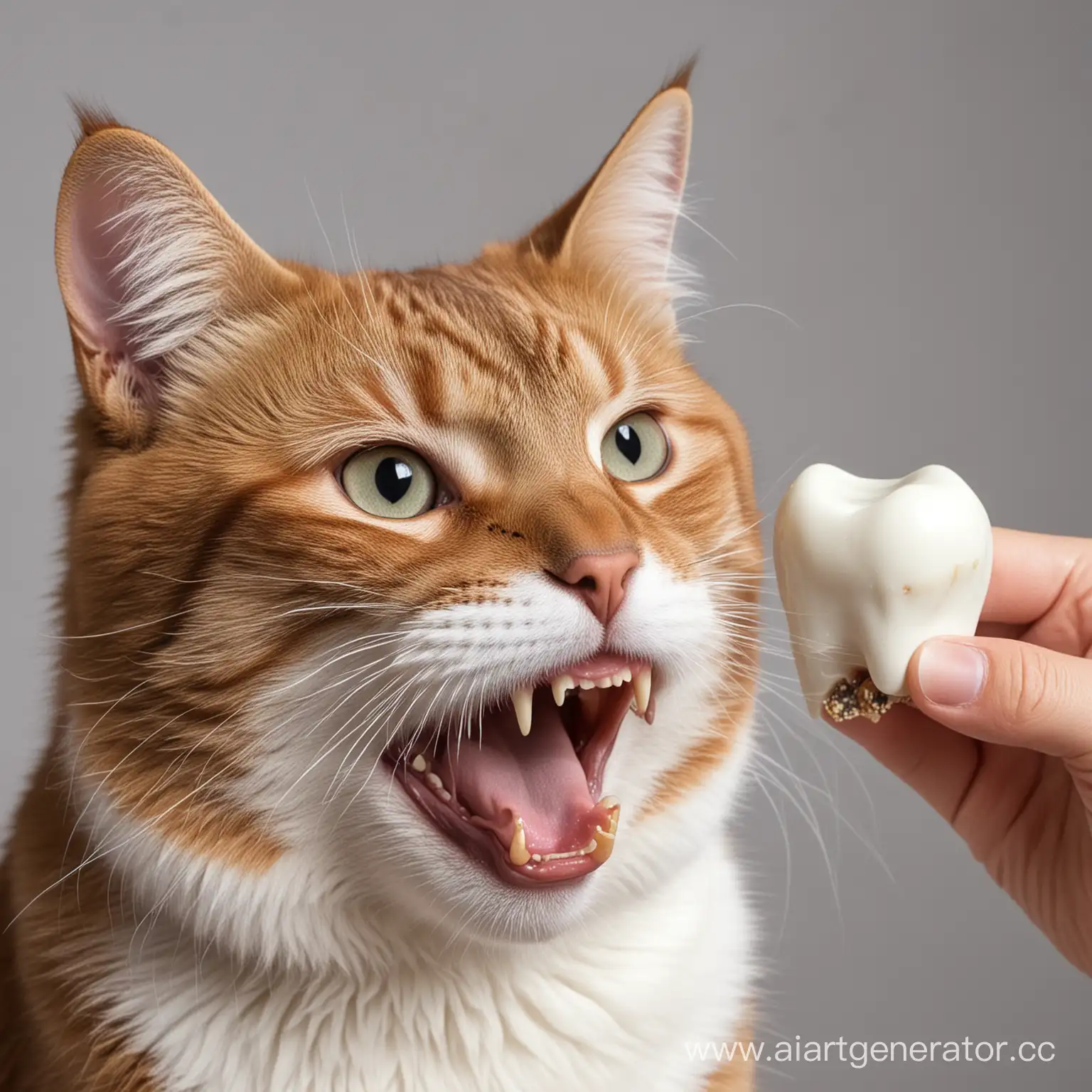 Playful-Cat-with-a-ToothShaped-Treat
