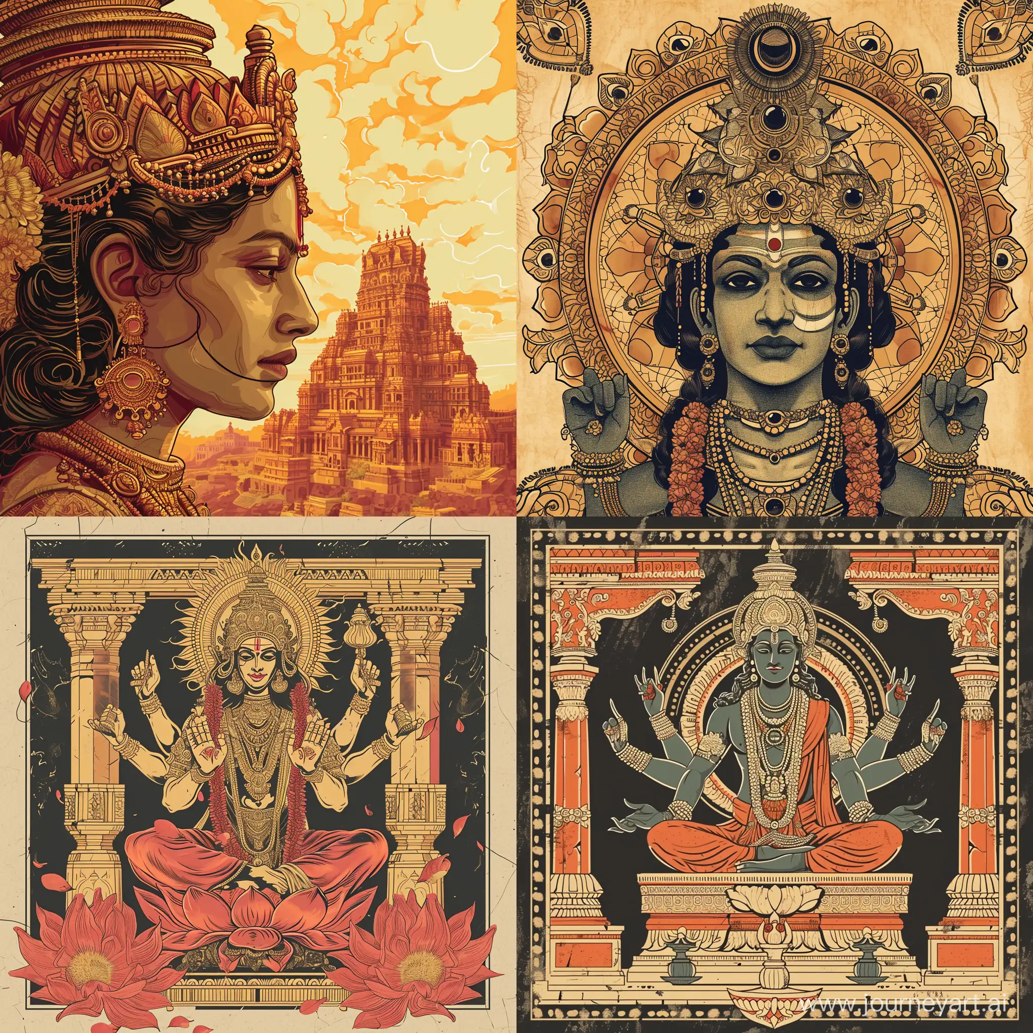 ancient Hindu glory and history, bold and creative intricate illustration
