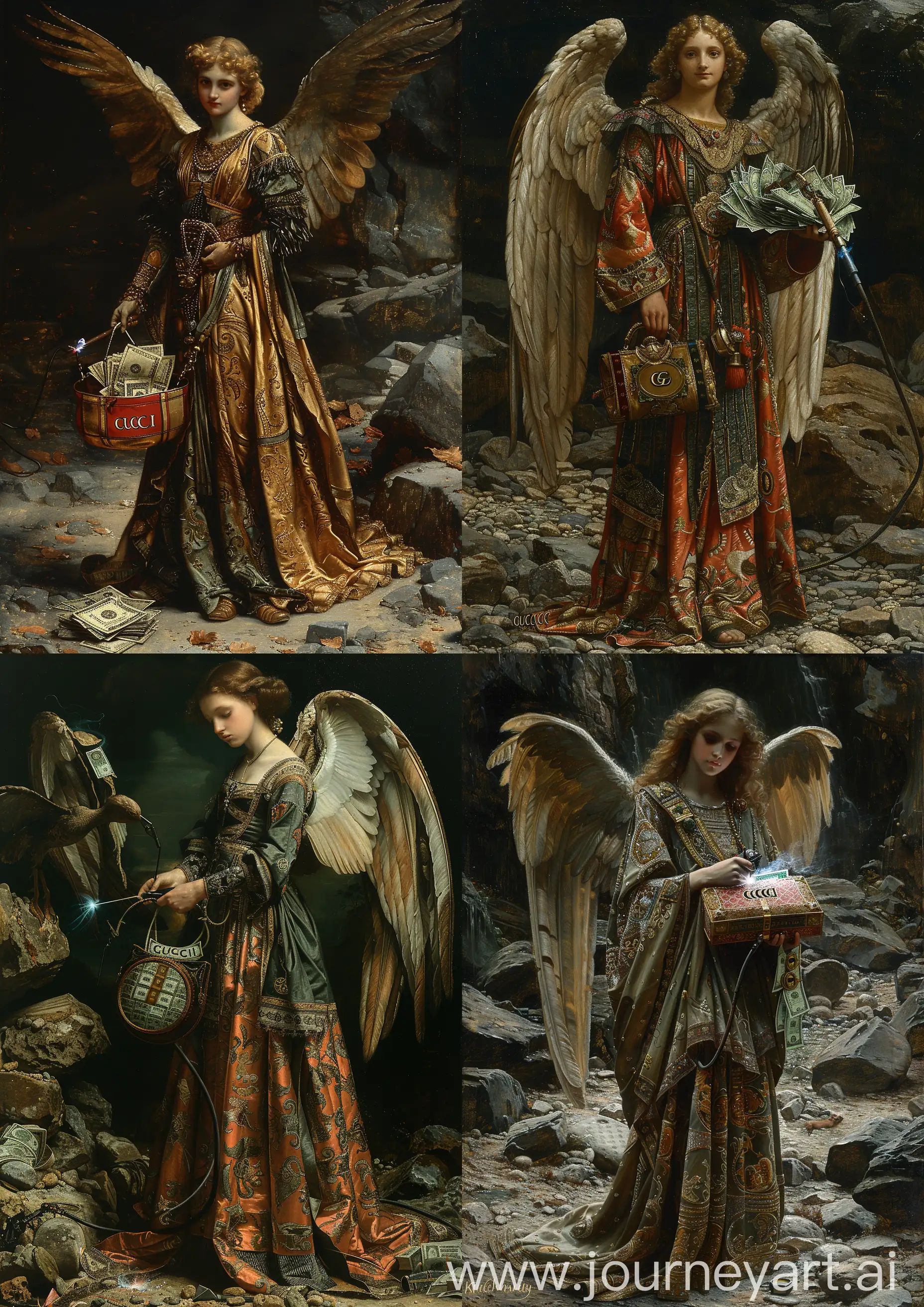 Female-Angel-Warrior-in-Ornate-Silk-Robes-with-Gucci-Bag-of-Money