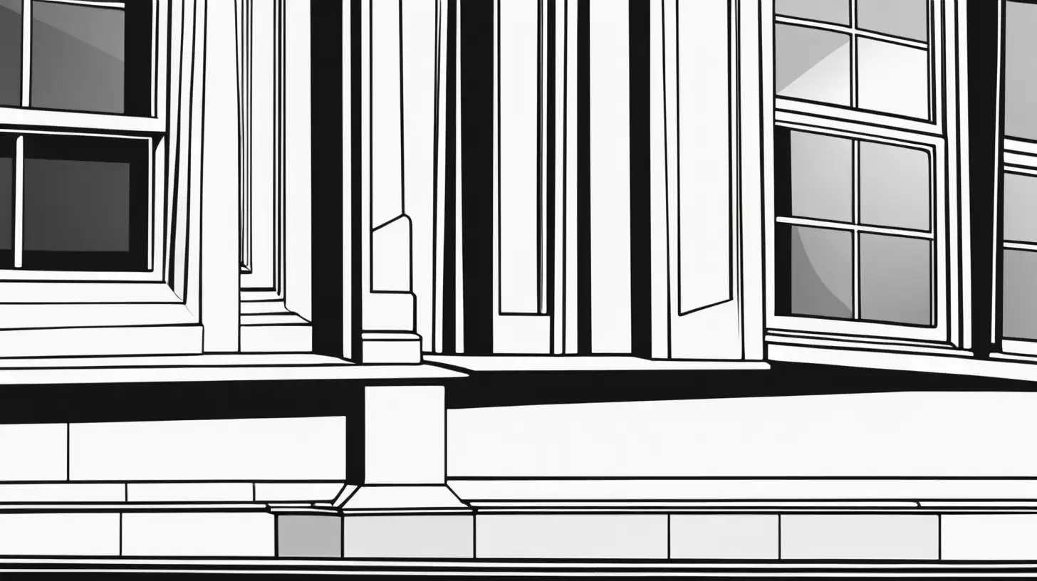 CloseUp Black and White Window Illustration with Diagonal Perspective