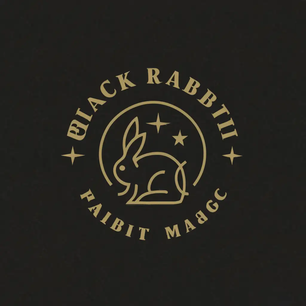 a logo design,with the text "Black rabbit magic", main symbol:Profile view of a black rabbit in a circle with black tan and white color theme,Minimalistic,be used in Retail industry,clear background