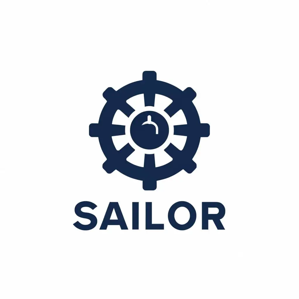 a logo design,with the text "sailor", main symbol:ship wheel with ship sail inside,Minimalistic,be used in Internet industry,clear background