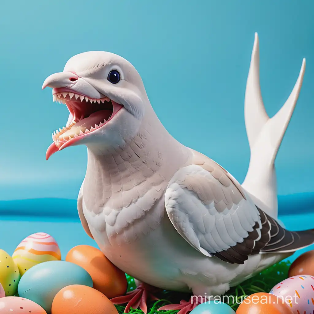 Easter dove with shark teeth