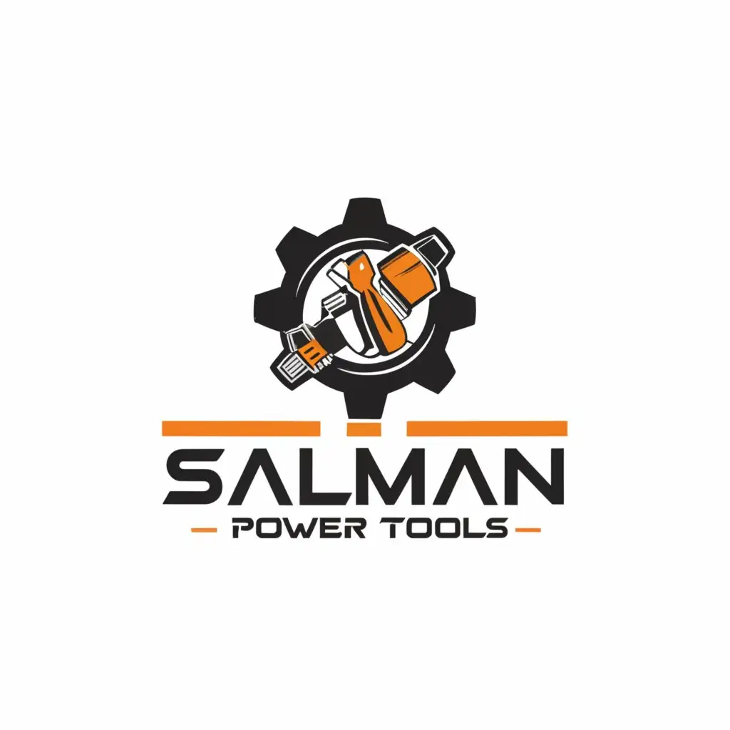 a logo design,with the text "Salman Power Tools", main symbol:gear,Moderate,be used in Construction industry,clear background
