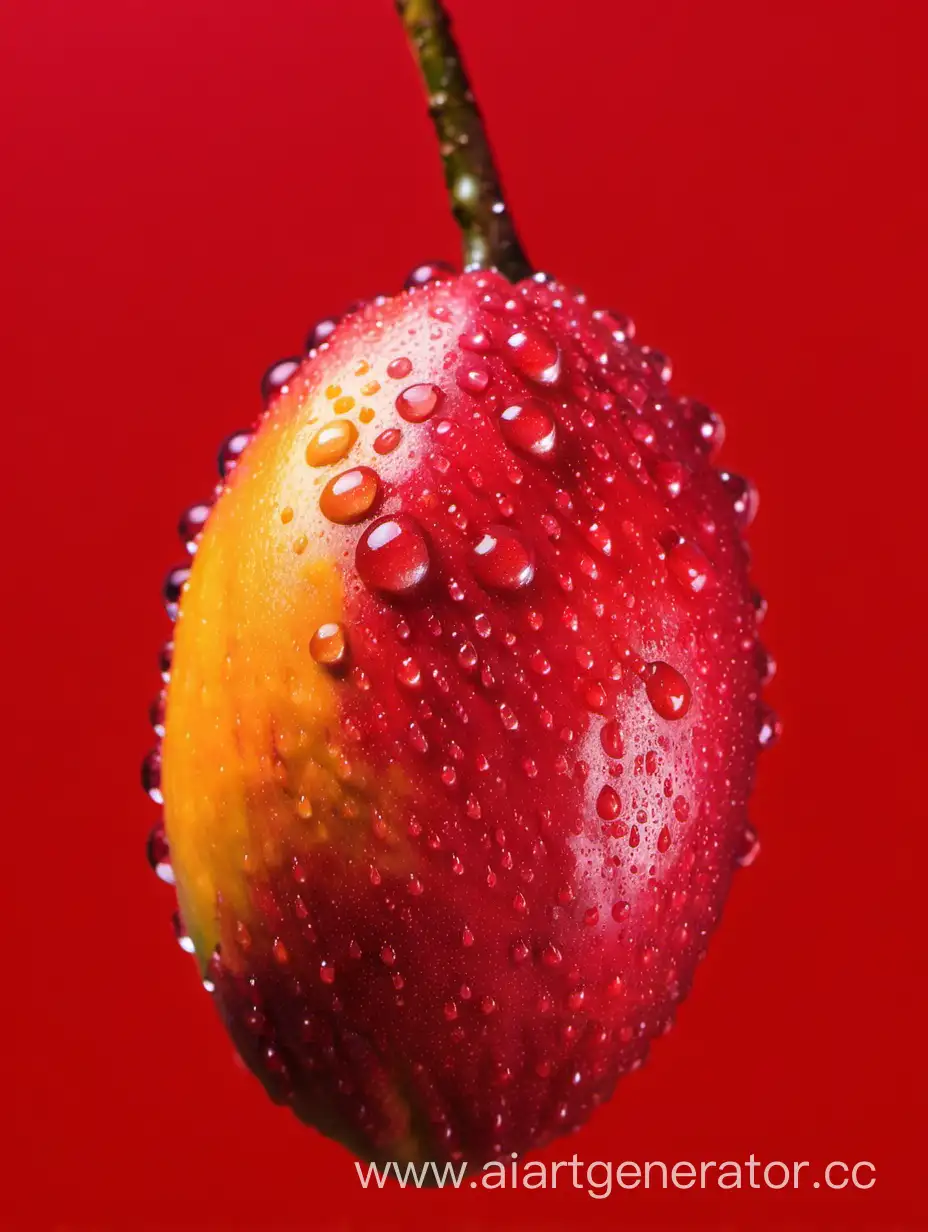 African Mango with RED background WATER DROPS