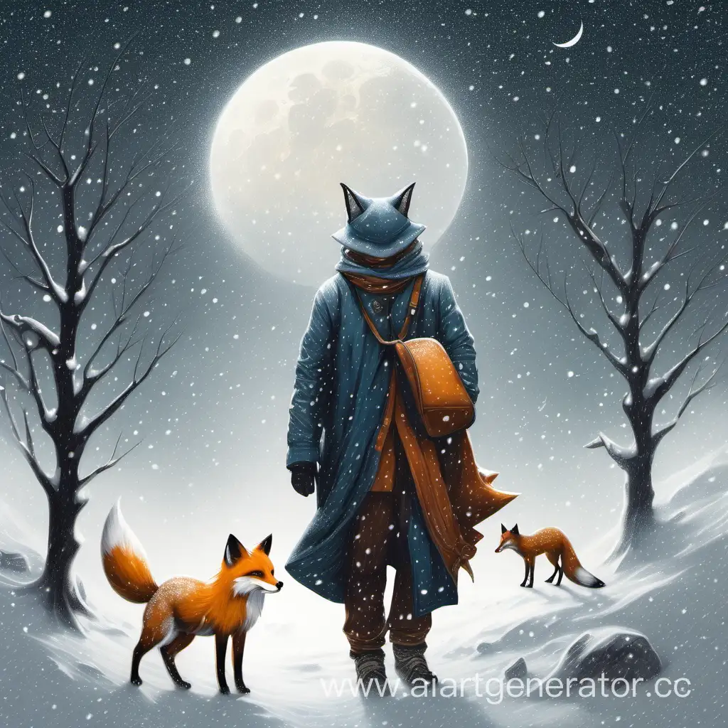 Enchanting-Snowstorm-Adventure-with-a-Traveler-and-Moon-Fox