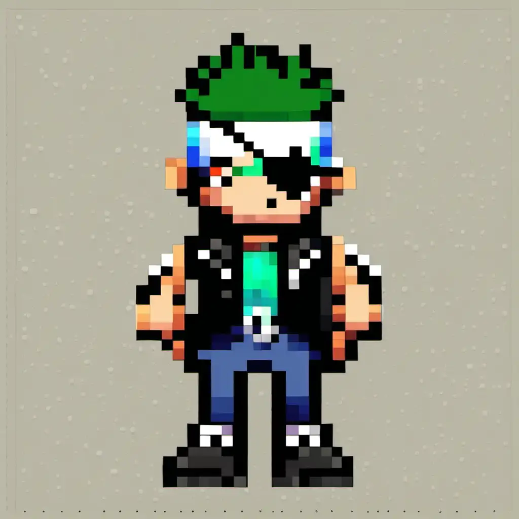 Pixel Punk Character with Eye Patch Standing Tall