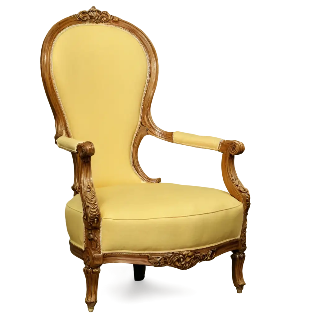 Exquisite-Yellow-Armchair-in-Classical-Style-Enhancing-Your-Space-with-a-HighQuality-PNG-Image