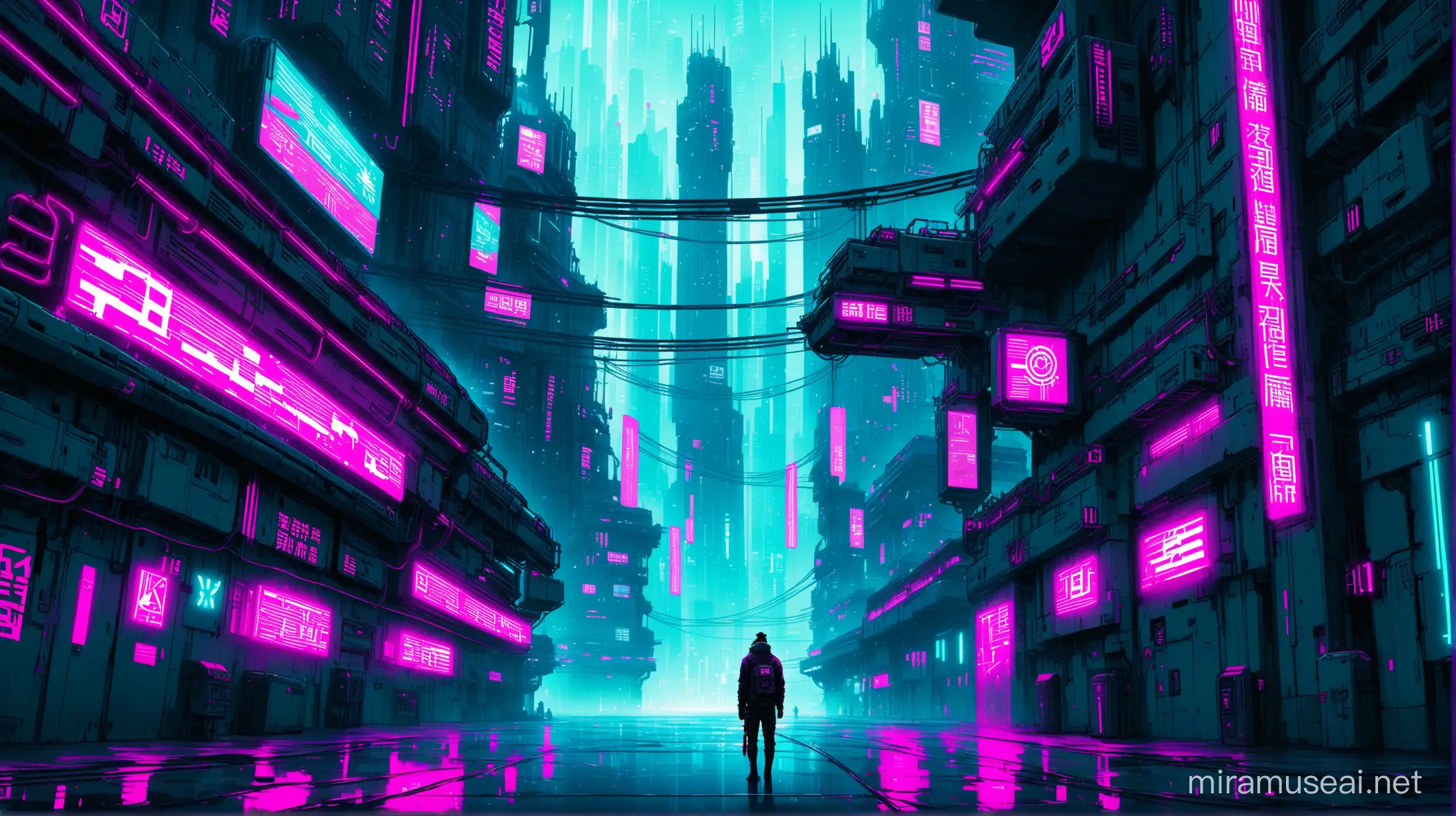 Futuristic Cyberpunk Kingdom Amidst Neon Lights