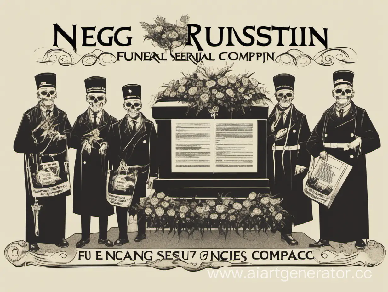 the layout of the presentation of the branding of the funeral services company "NeGrustin", which has a lot of black humor