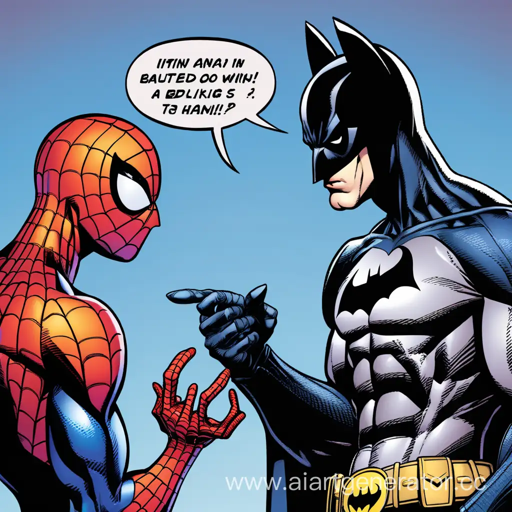 SpiderMan-and-Batman-Discussing-Comics-Style