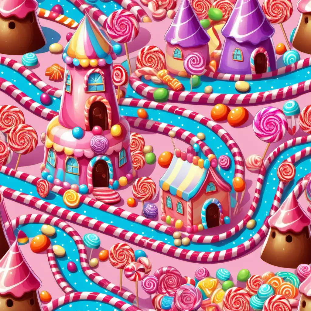 Enchanting Candyland Adventure with a Vibrant Candy Castle