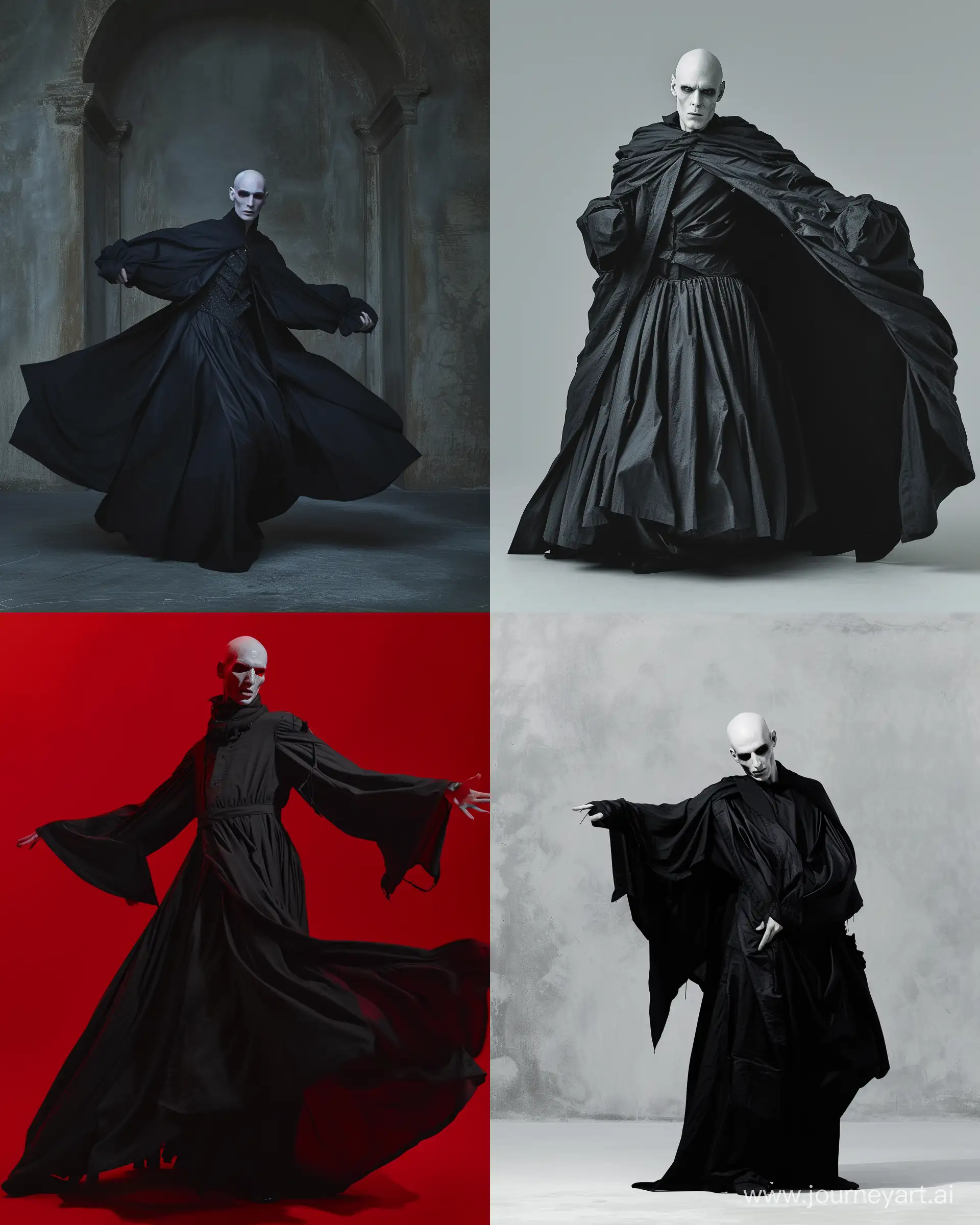 Experience the allure of high fashion with a jaw-drop cover shot by the talented Miles Aldridge. This visually stunning image showcases a striking Voldemort. Shot with the Zeiss Otus 85mm f/1.4 lens, this photo offers exceptional sharpness and detail, allowing every intricate detail of the model's ensemble to shine. The raw style chosen adds a touch of authenticity, elevating the image to a new level of visual appeal. With a stylization level of 50, the image blends fashion and art, creating a truly unforgettable cover --ar 4:5 --style raw --stylize 50 --v 6.0