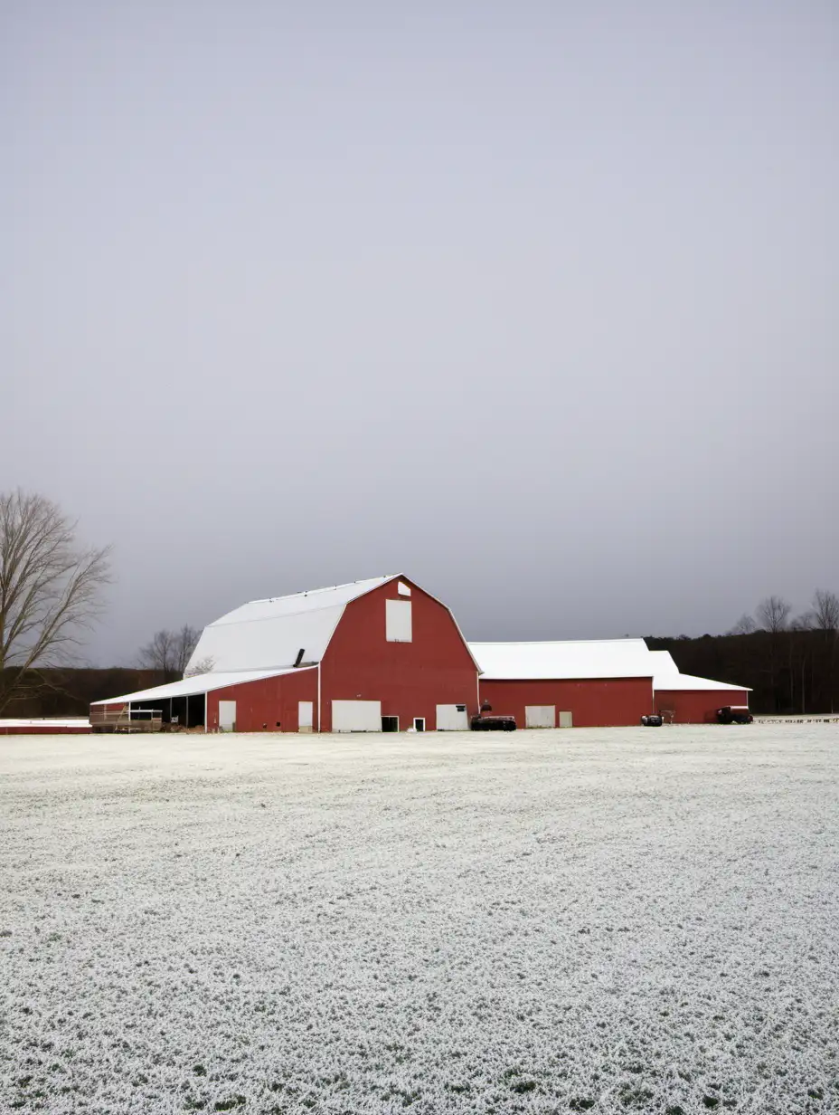 Scenic Late November Farm Landscape with a Touch of Snow