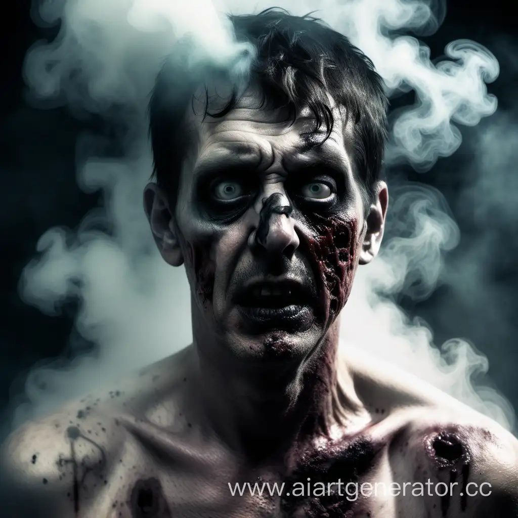 Sinister-Zombie-Man-with-Black-Eyes-Emitting-Fog